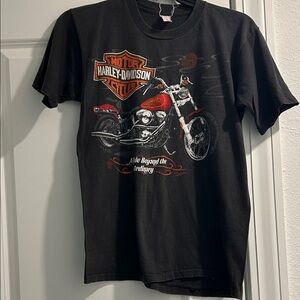Harley-Davidson Black Tee with Red Motorcycle Graphic